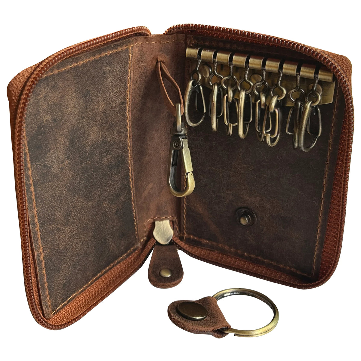 Leather Key Pouch Wallet Slim Keychain with 6 Key Holder – Rustic Town