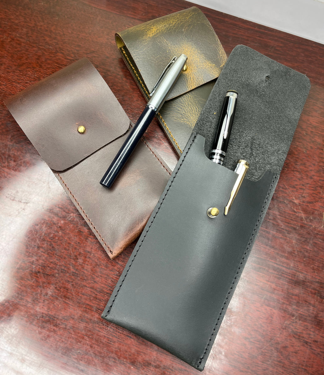 Leather Pen Sleeve - Brown, Brown