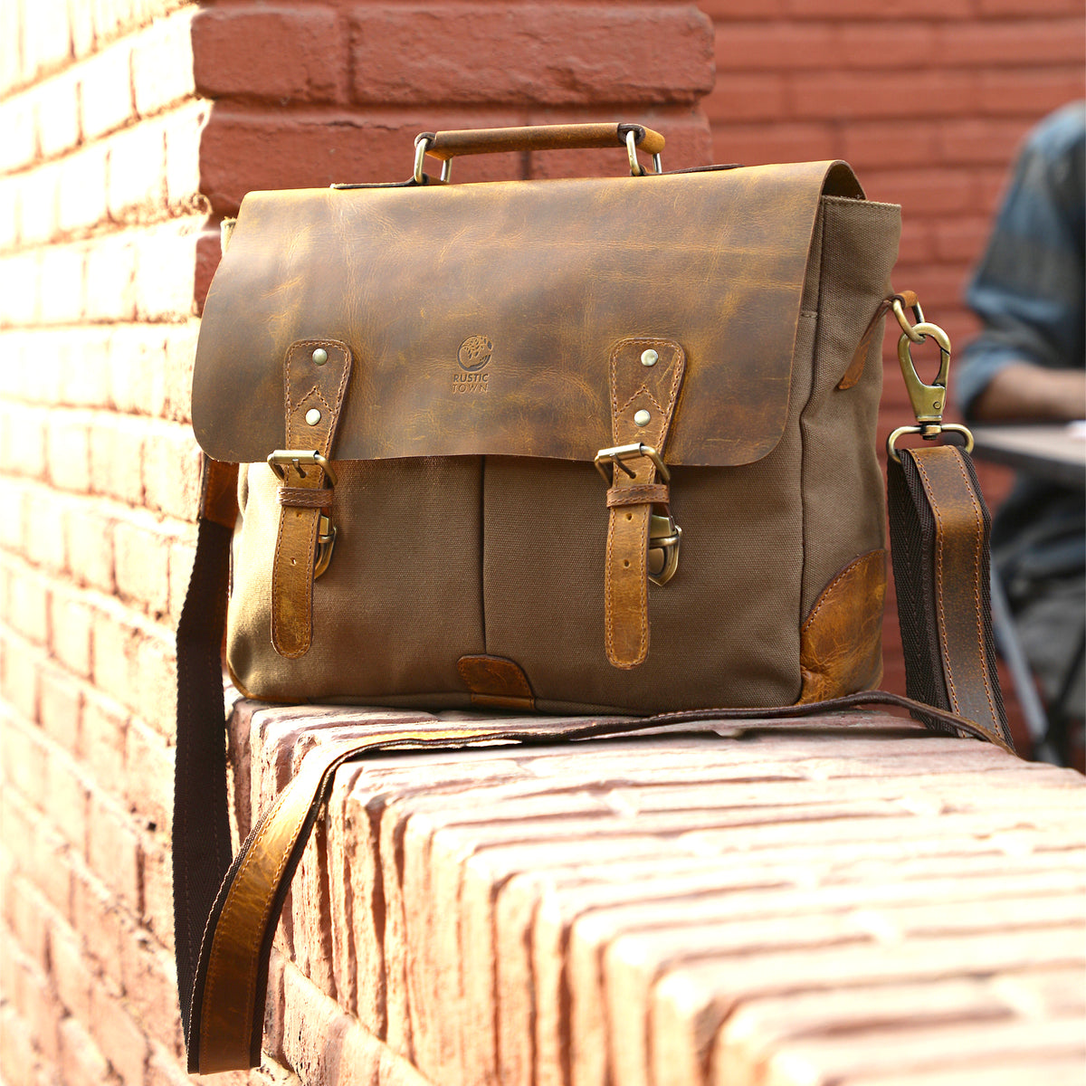 Canvas and Leather Messenger Bag