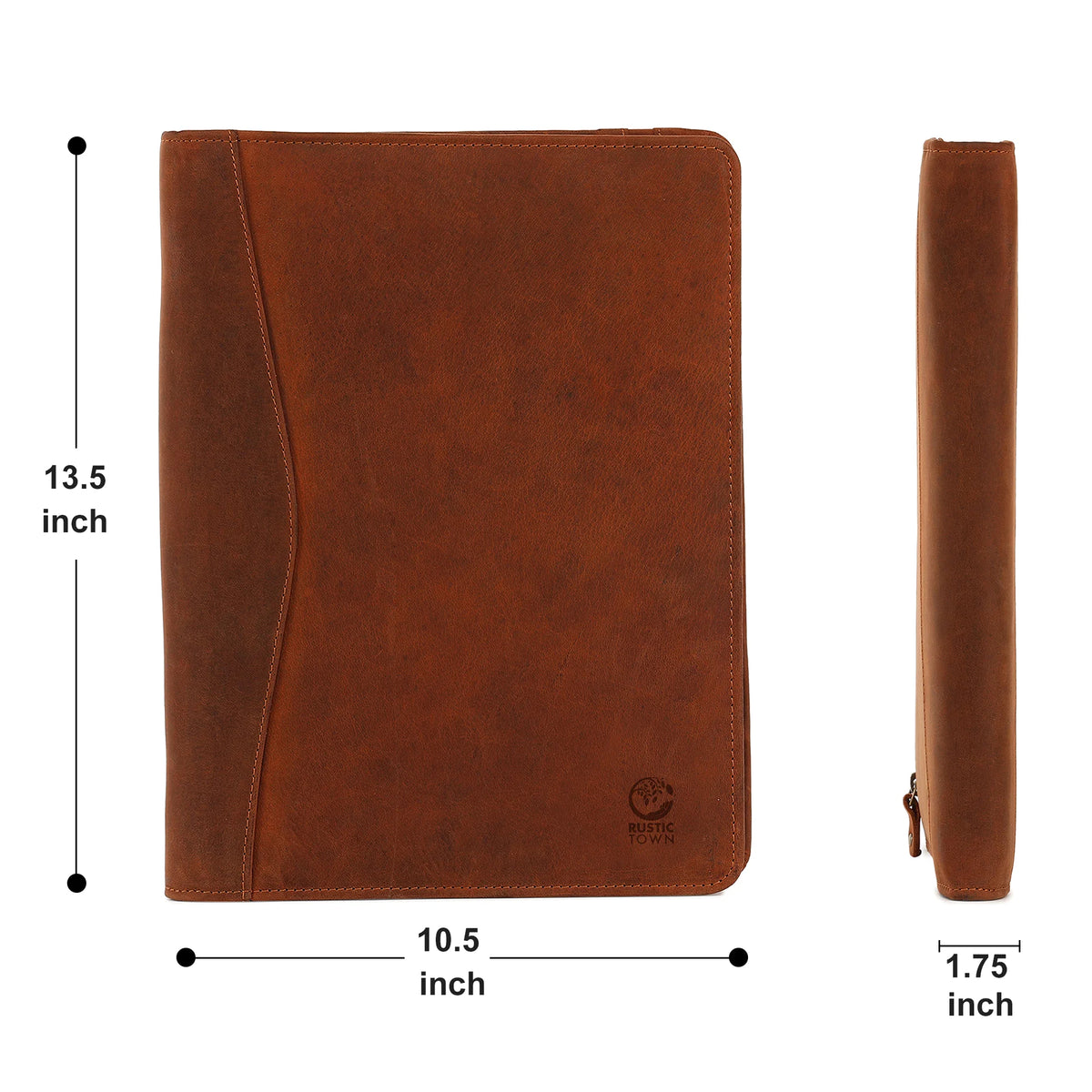 Handmade Leather Luxury Business Portfolio by Rustic Town | Professional Organizer Gift for Men & Women | Durable Leather Padfolio 3 + 1 Sleeves for
