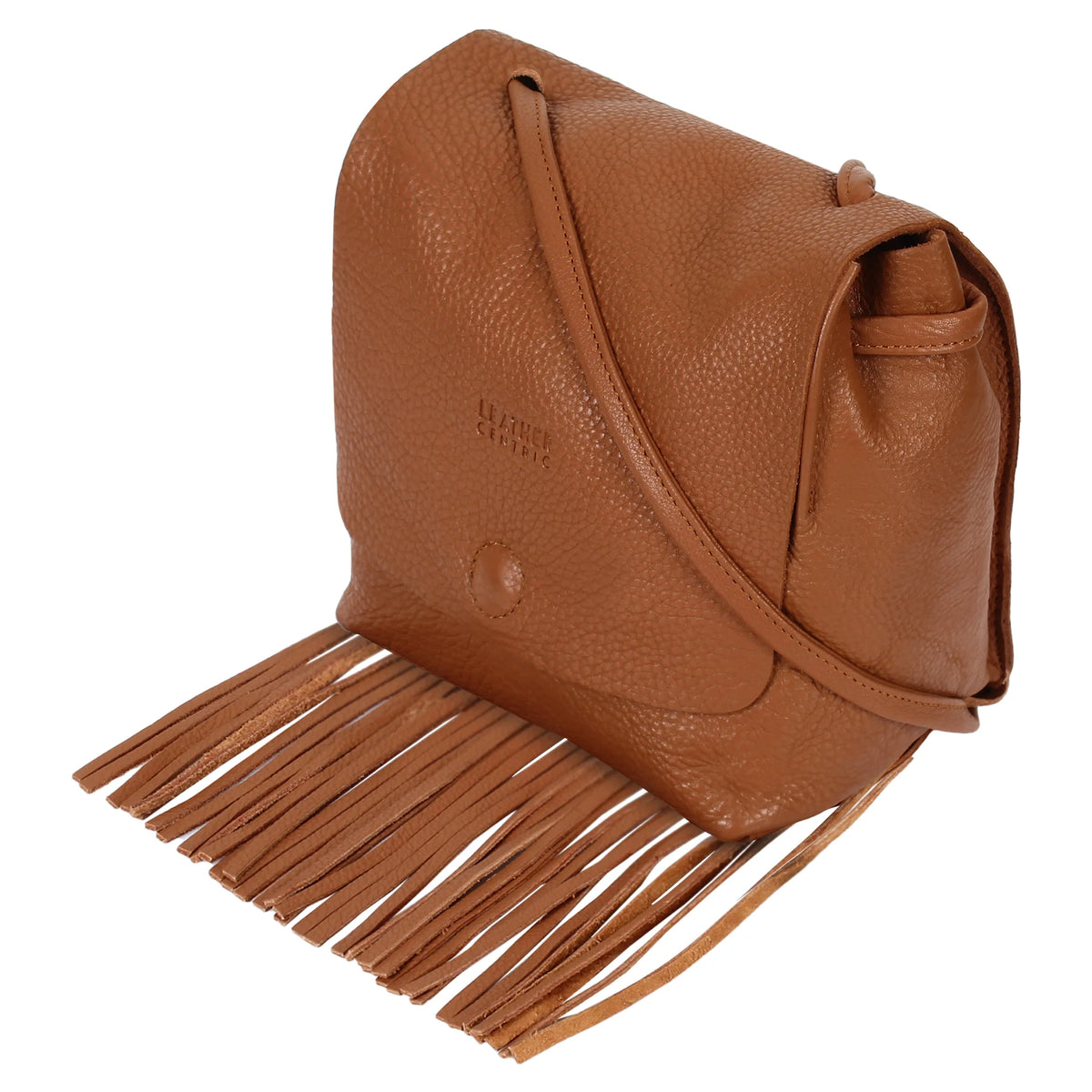 Brown Cross Body Bag Vegan Suede Leather Boho Embroidery Fringe and Tassel