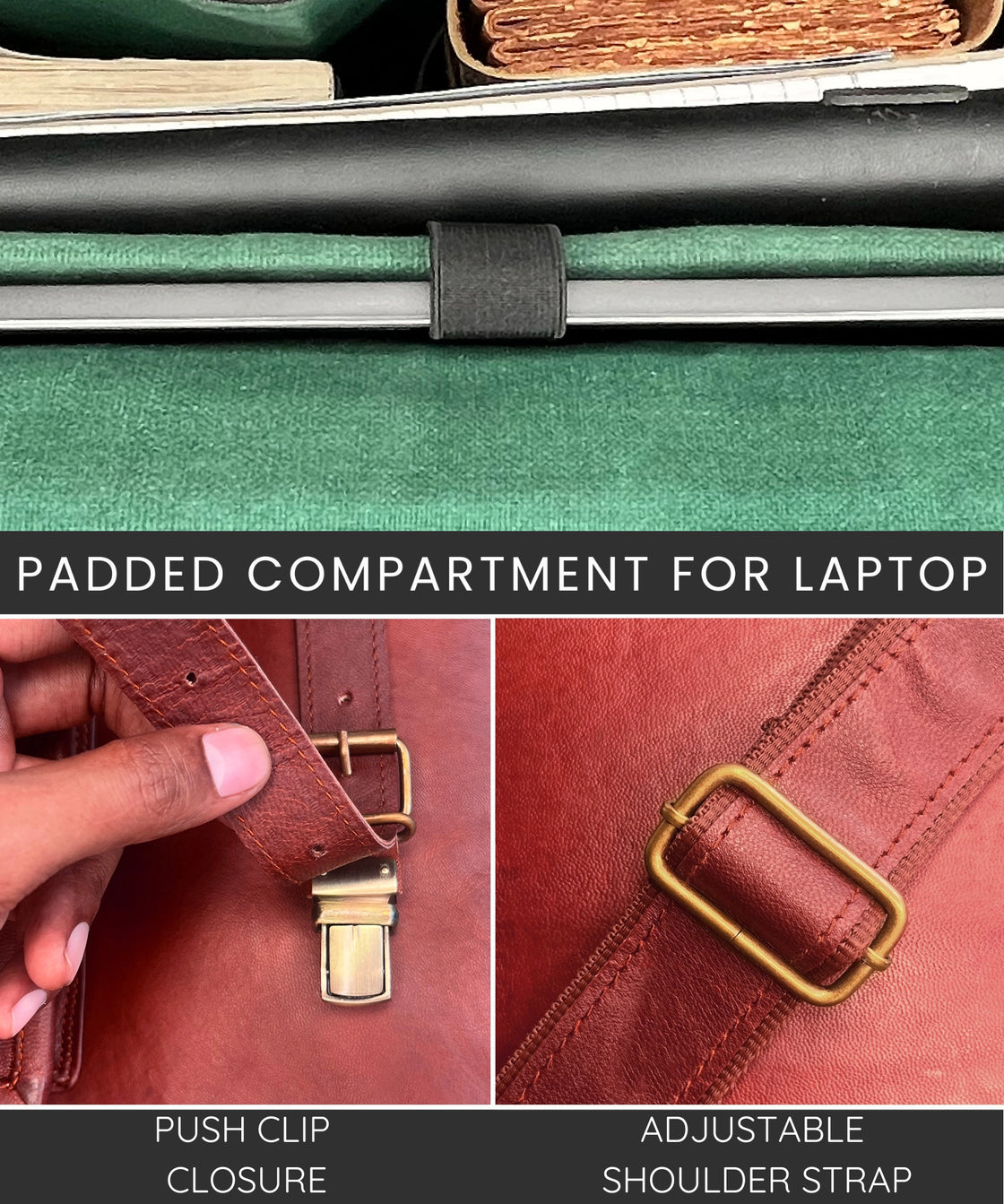 18" Leather Satchel Laptop Messenger Bag