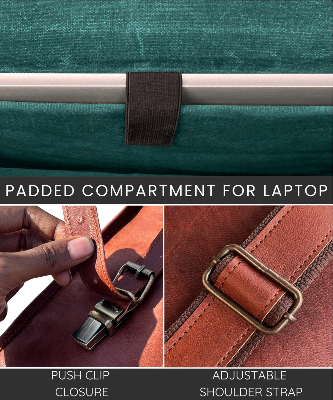 16" Leather Satchel Laptop Messenger Bag