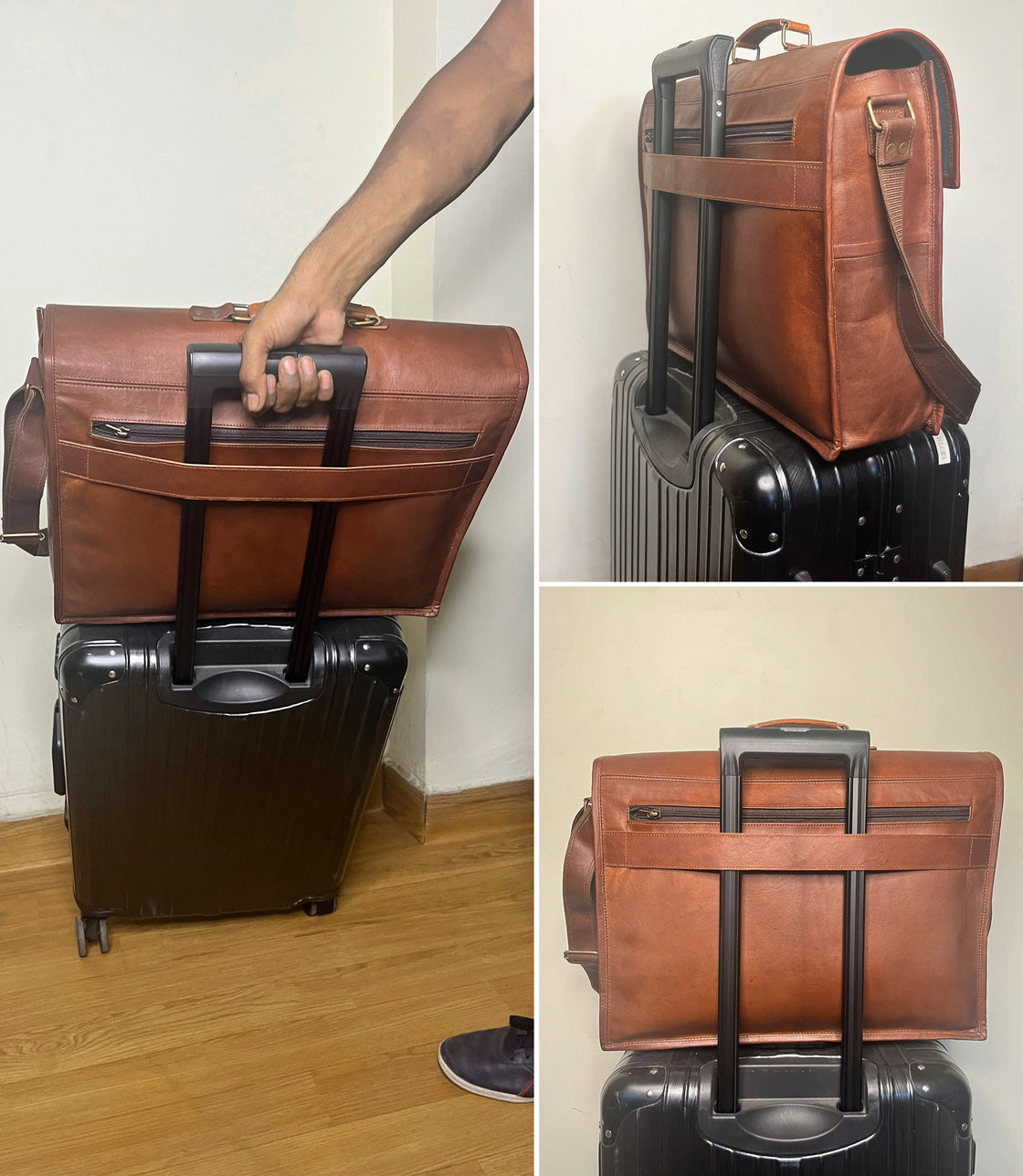 18" Leather Satchel Laptop Messenger Bag