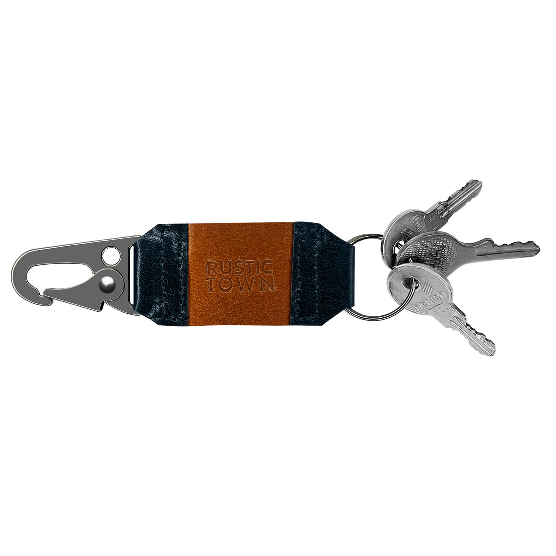 Leather Key Ring Holder - Compact Belt Keychain with Fob Car Key Chain