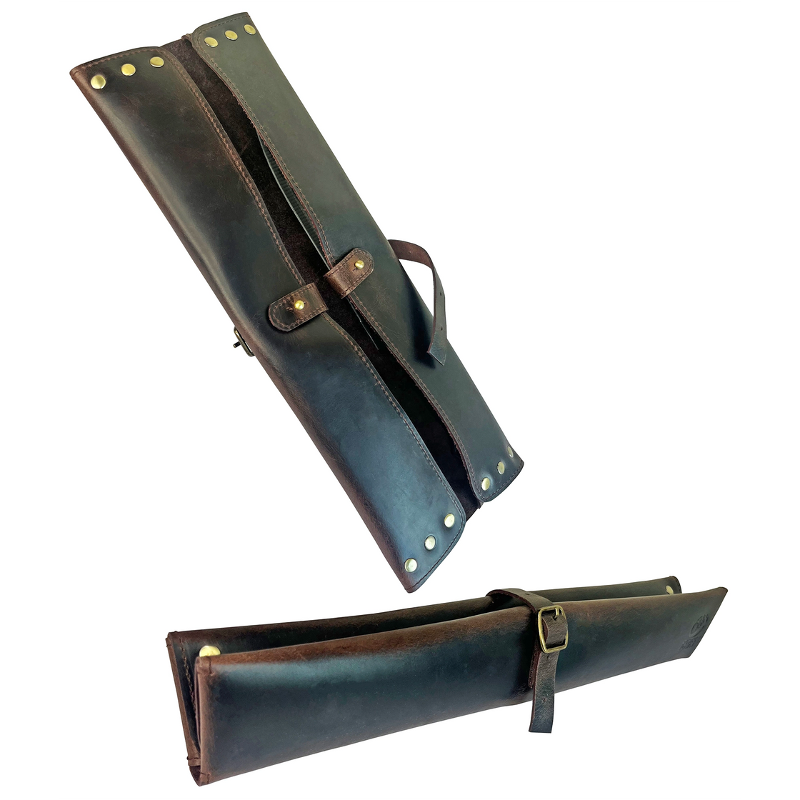 Leather Chef's Knife Case Holder - 2 Knife Slots (Dark Brown)