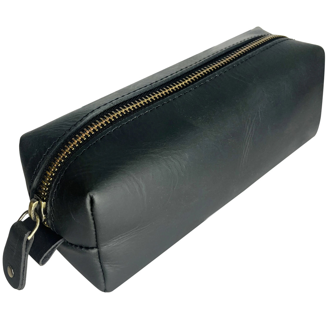 Zippered leather pencil case, Leather pencil pouch, Small leather
