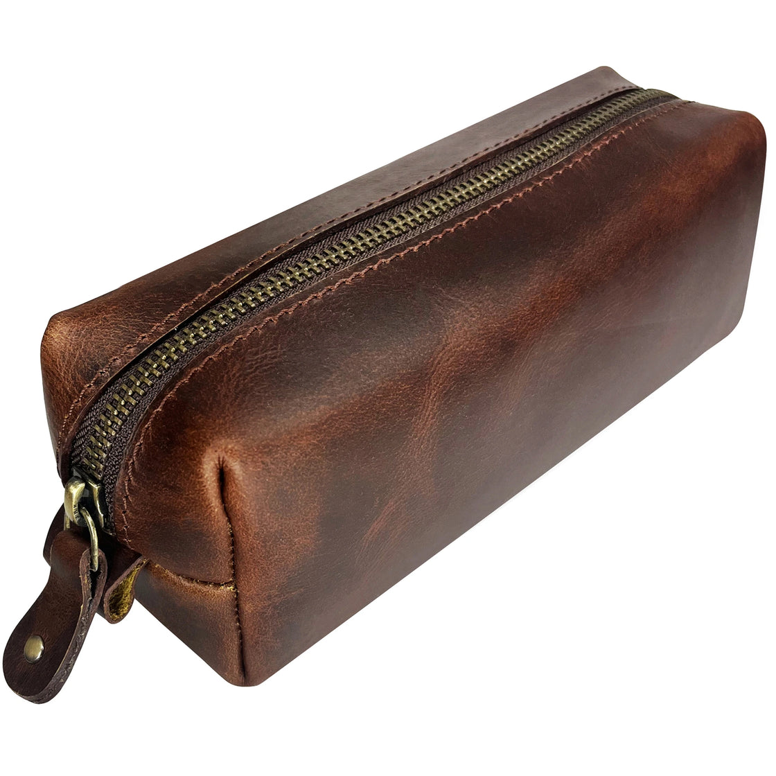 Winnie Leather Pencil Pouch - Zippered Pen Case for School, Work & Office  by Rustic Town (Brown)