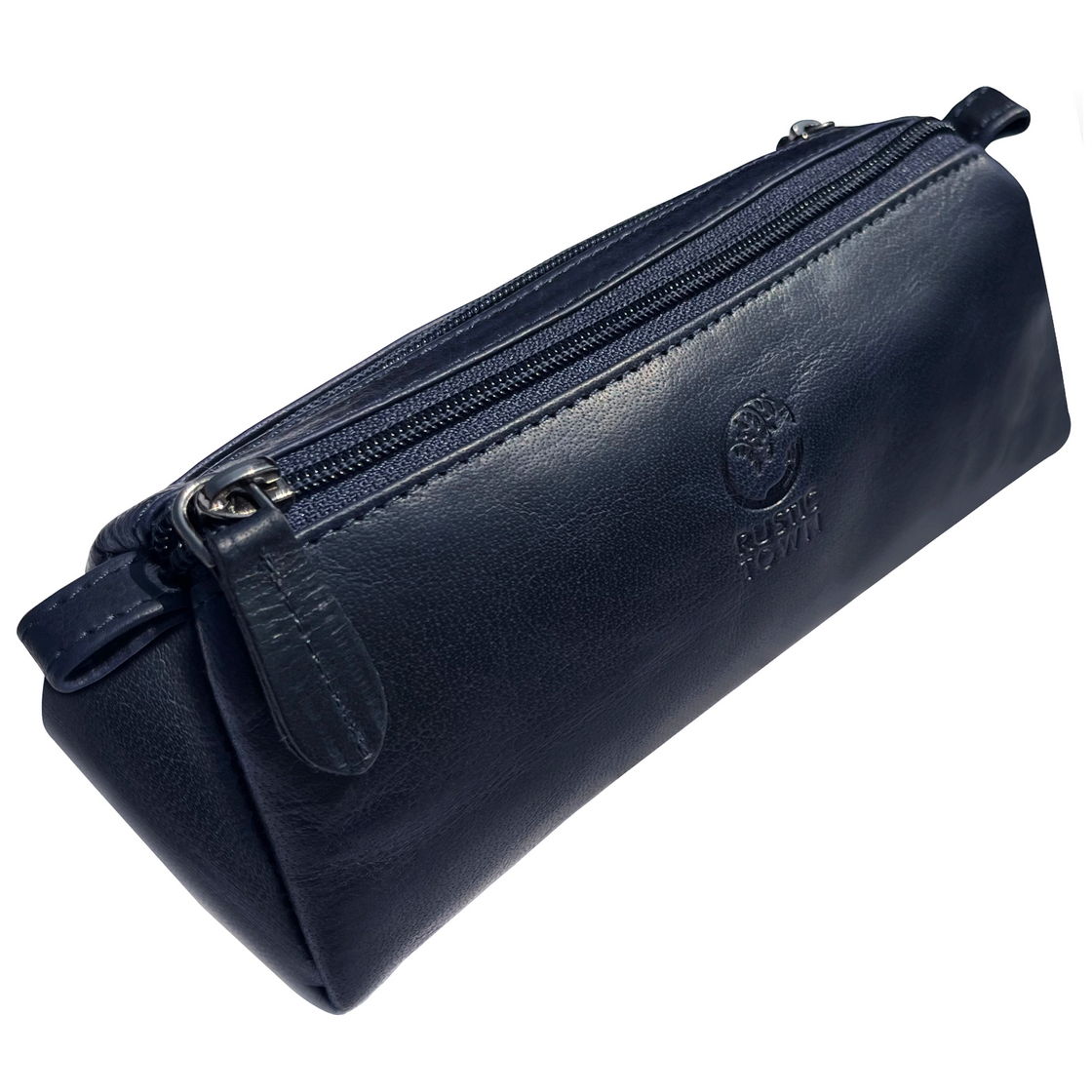 Tom Leather Pencil Case - Zippered Pen Pouch (Royal Blue)