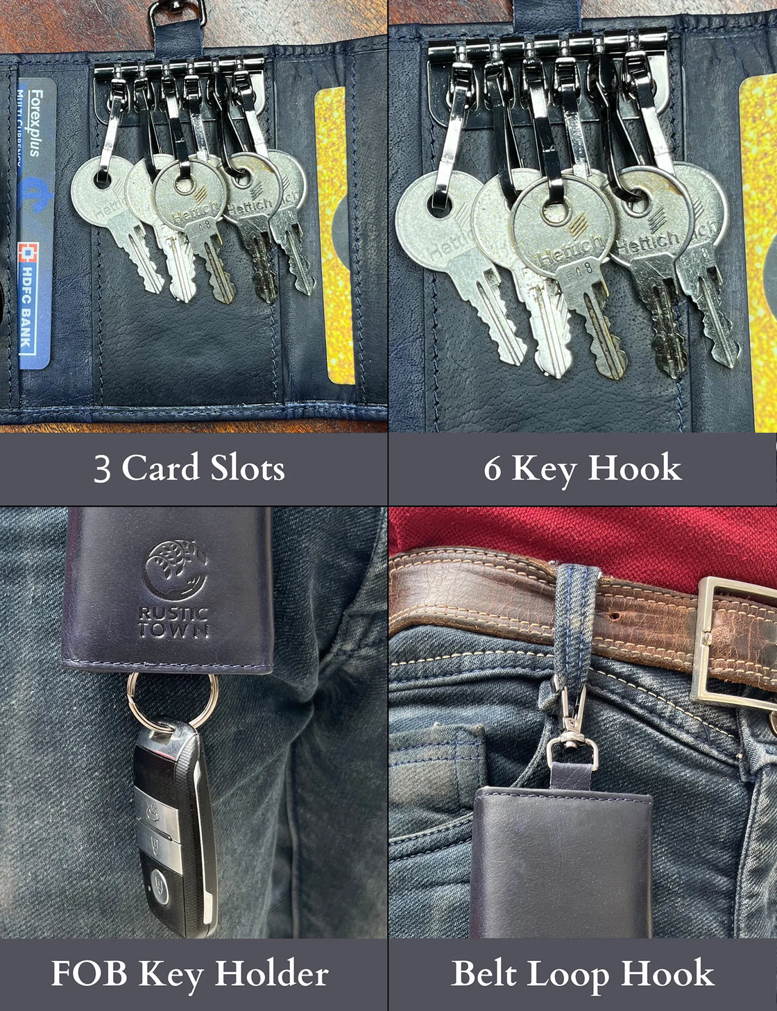 Keychain Pad With Hooks Leather Key Case Keychain For Key Holder
