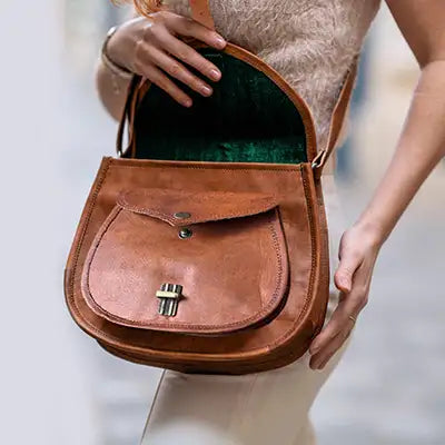 Vera Pelle Brown Leather Purse Made in Italy Small Crossbody Bag Handbag  (TD) | eBay