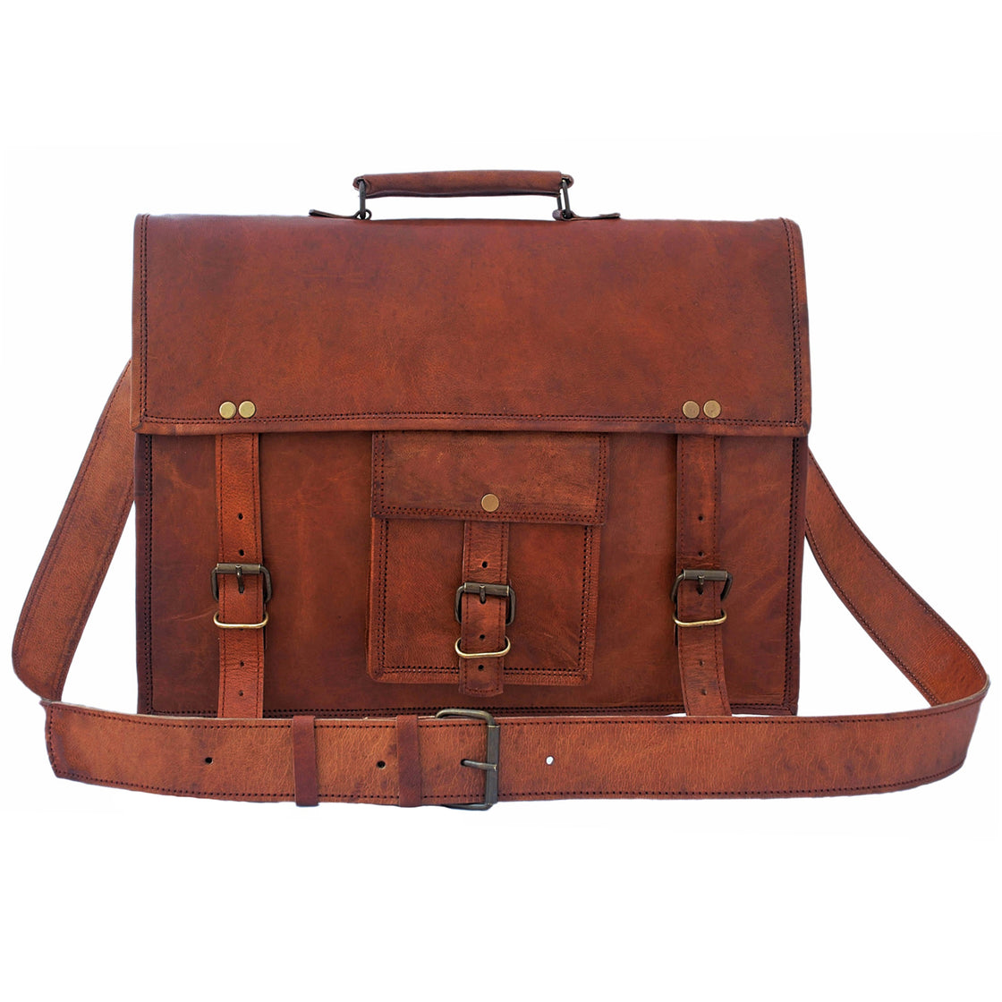 Men's Genuine Leather Bag Briefcase for Laptop Work Bag Shoulder Bag  New UK 14" | eBay