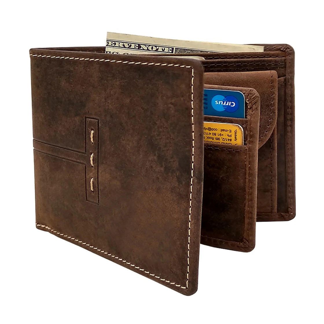 Exclusive 2 fold leather wallet for men with coin pocket