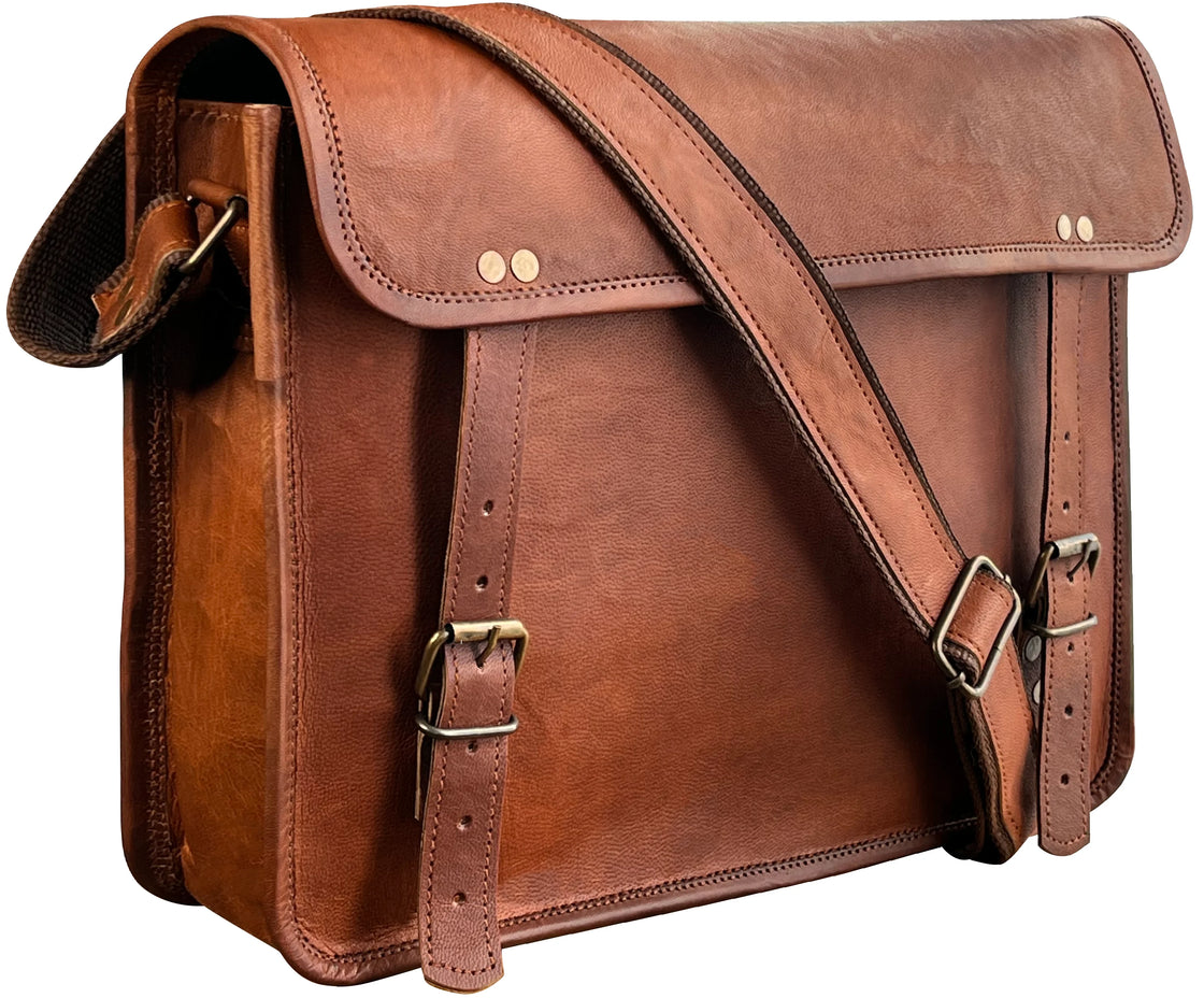 Leather Briefcase Messenger Bag 15 Inch Laptop Bag Satchel 