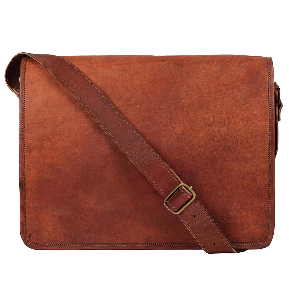 11 inch Leather Messenger Bag in Burgundy