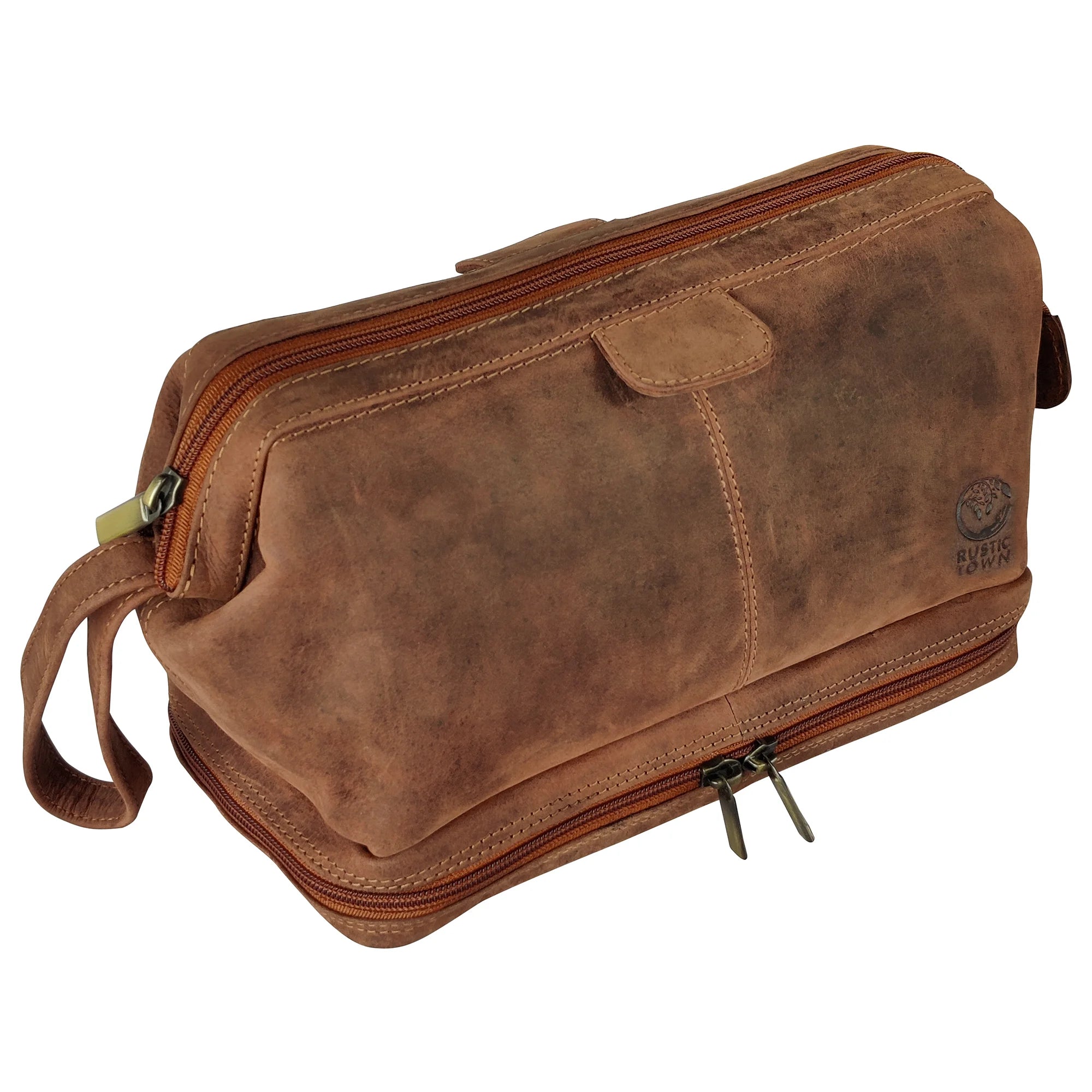 Rustico AC0196-0031 Soft Leather Toiletry Bag in Dark Brown