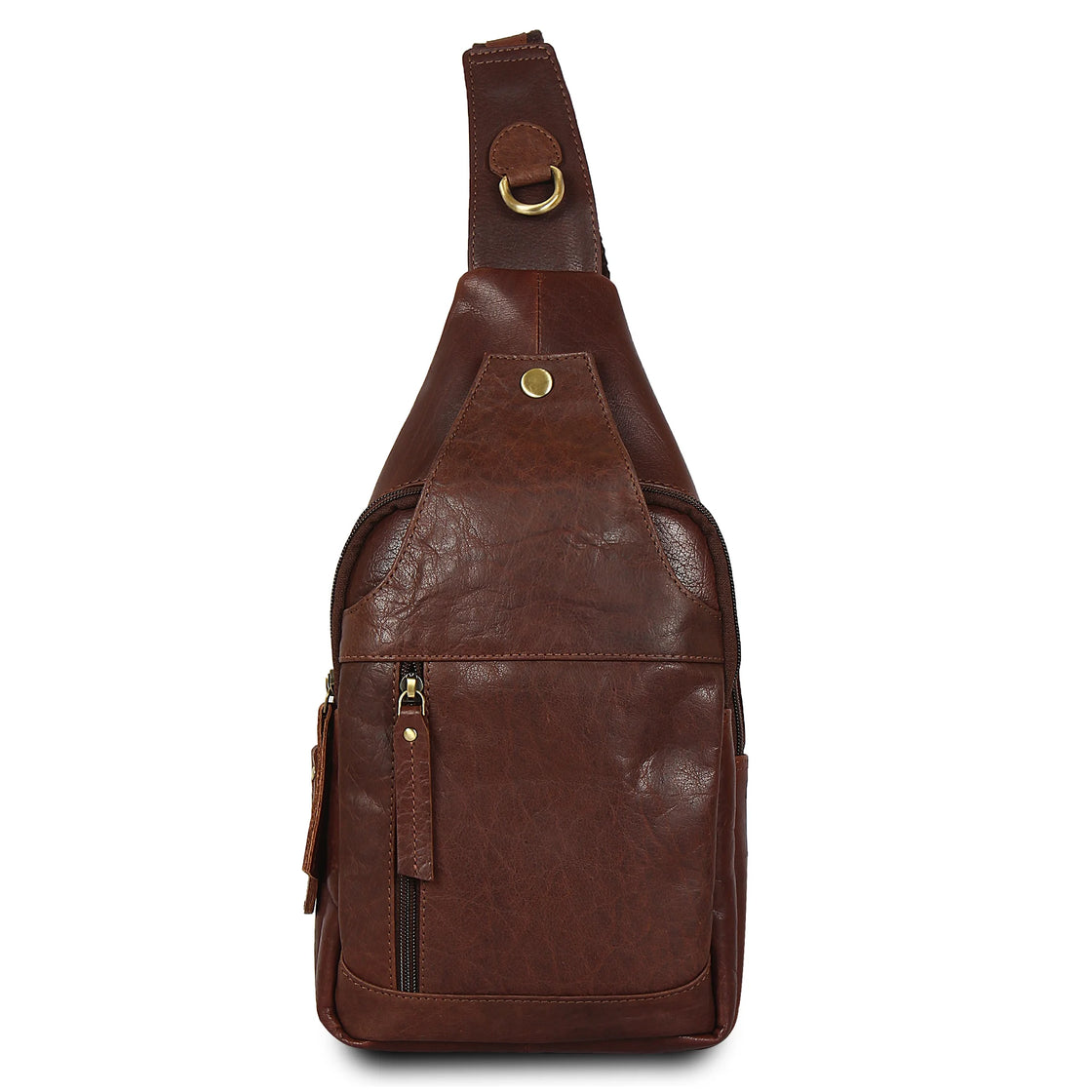 Men's Leather Sling Bag Chest Bag One Shoulder Bag Crossbody Bag